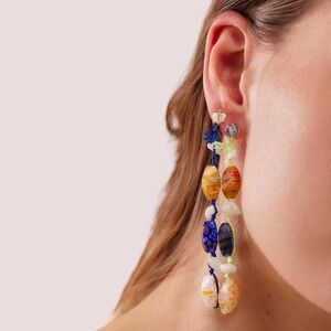 NWT! Free People Beaded Dangle Earrings Blue $48 MSRP Ariana Ost